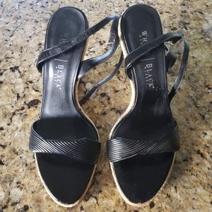White House Black Market Black Wedge Sandals